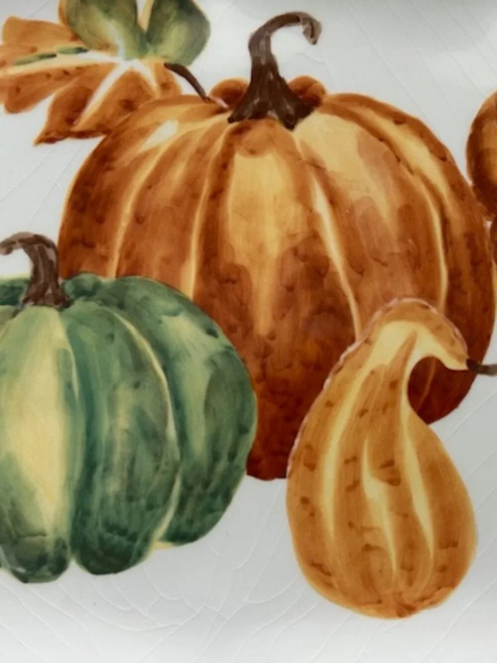 Maxcera 11” Square Scalloped Edge Pumpkin Harvest Platter Glossy Ceramic